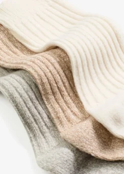 Outlet Socken mit Rippe und Flauschgarn (3er Pack) Damen Homewear|Socken & Strumpfhosen