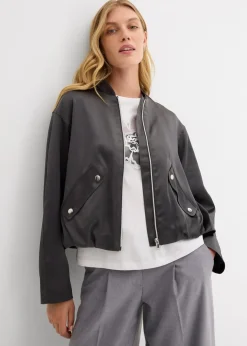 Damen bonprix Jacken & Mäntel|Bekleidung·Hosen|Softblouson aus glänzendem Viskose-Mix
