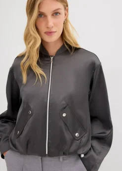 Damen bonprix Jacken & Mäntel|Bekleidung·Hosen|Softblouson aus glänzendem Viskose-Mix