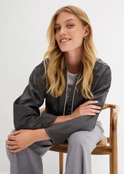 Damen bonprix Jacken & Mäntel|Bekleidung·Hosen|Softblouson aus glänzendem Viskose-Mix