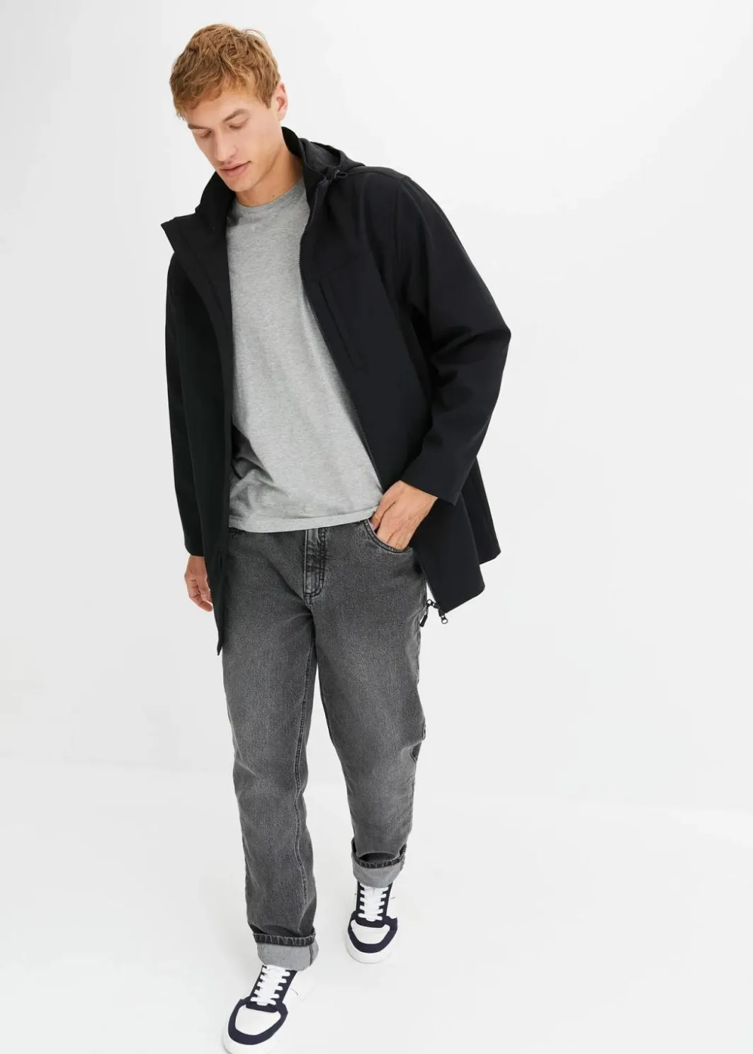 Herren bonprix Outdoorbekleidung|Jacken & Mäntel|Softshell-Parka mit abnehmbarer Kapuze
