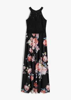 Outlet Sommer-Maxikleid mit Blumen-Print und Spitze Damen Kleider|Bekleidung·Pullover & Strickjacken