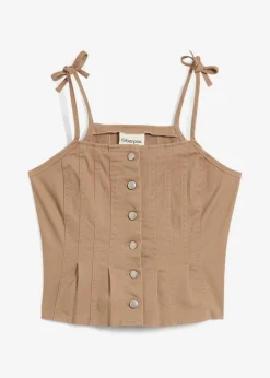 Damen bonprix Zweiteiler & Sets|Shirts & Tops|Spaghettiträger-Top aus elastischem Baumwoll-Mix