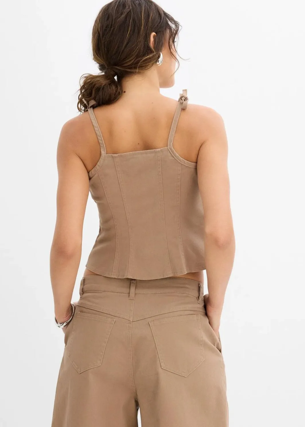 Damen bonprix Zweiteiler & Sets|Shirts & Tops|Spaghettiträger-Top aus elastischem Baumwoll-Mix