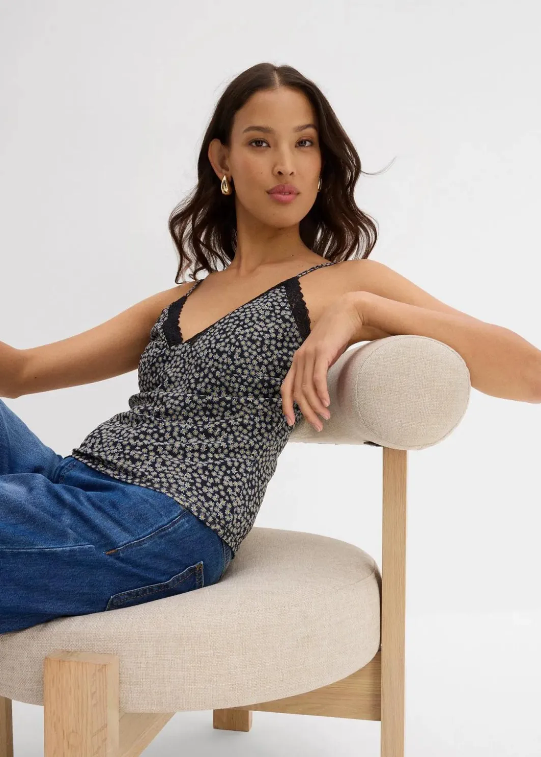 Damen bonprix Shirts & Tops|Spaghettiträger-Top aus Mesh