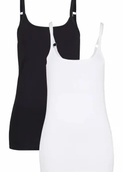 Damen bonprix Shirts & Tops|Basics|Spaghettiträger-Top aus reiner Bio Baumwolle, (2er-Pack)