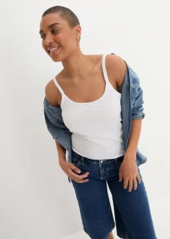 Damen bonprix Shirts & Tops|Basics|Spaghettiträger-Top aus reiner Bio Baumwolle, (2er-Pack)