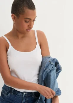 Damen bonprix Shirts & Tops|Basics|Spaghettiträger-Top aus reiner Bio Baumwolle, (2er-Pack)