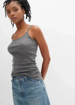 Damen bonprix Shirts & Tops|Basics|Spaghettiträger-Top aus reiner Baumwolle, 2er Pack