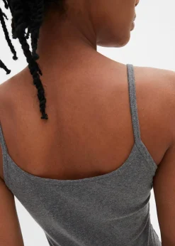 Damen bonprix Shirts & Tops|Basics|Spaghettiträger-Top aus reiner Baumwolle, 2er Pack
