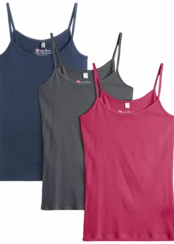 Outlet Spaghettiträger-Top aus reiner Baumwolle (3er Pack) Damen Shirts & Tops|Basics