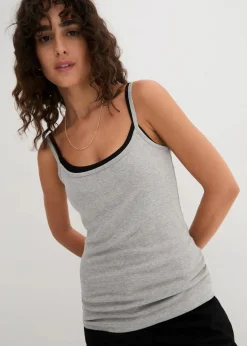 Damen bonprix Shirts & Tops|Basics|Spaghettiträger-Top aus reiner Baumwolle (3er Pack)
