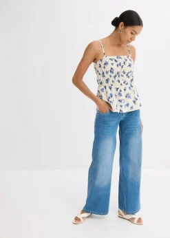 Damen bonprix Shirts & Tops|Spaghettiträger-Top aus strukturiertem Crêpe