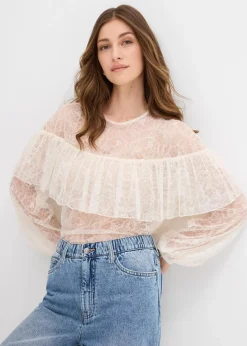 Damen bonprix Bekleidung·Jacken & Mäntel|Blusen & Tuniken|Spitzenbluse
