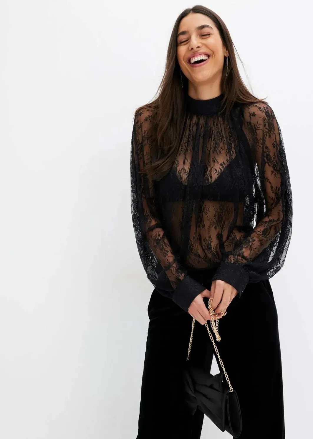 New Spitzenbluse mit leichter Transparenz Damen Bekleidung·Jacken & Mäntel|Blusen & Tuniken