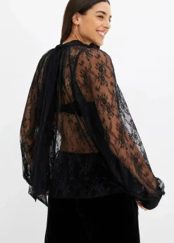 New Spitzenbluse mit leichter Transparenz Damen Bekleidung·Jacken & Mäntel|Blusen & Tuniken