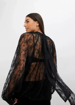 New Spitzenbluse mit leichter Transparenz Damen Bekleidung·Jacken & Mäntel|Blusen & Tuniken