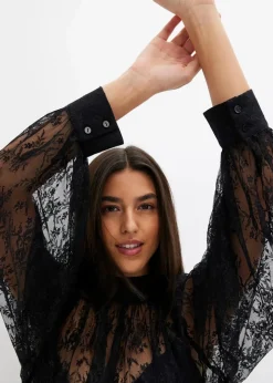 New Spitzenbluse mit leichter Transparenz Damen Bekleidung·Jacken & Mäntel|Blusen & Tuniken