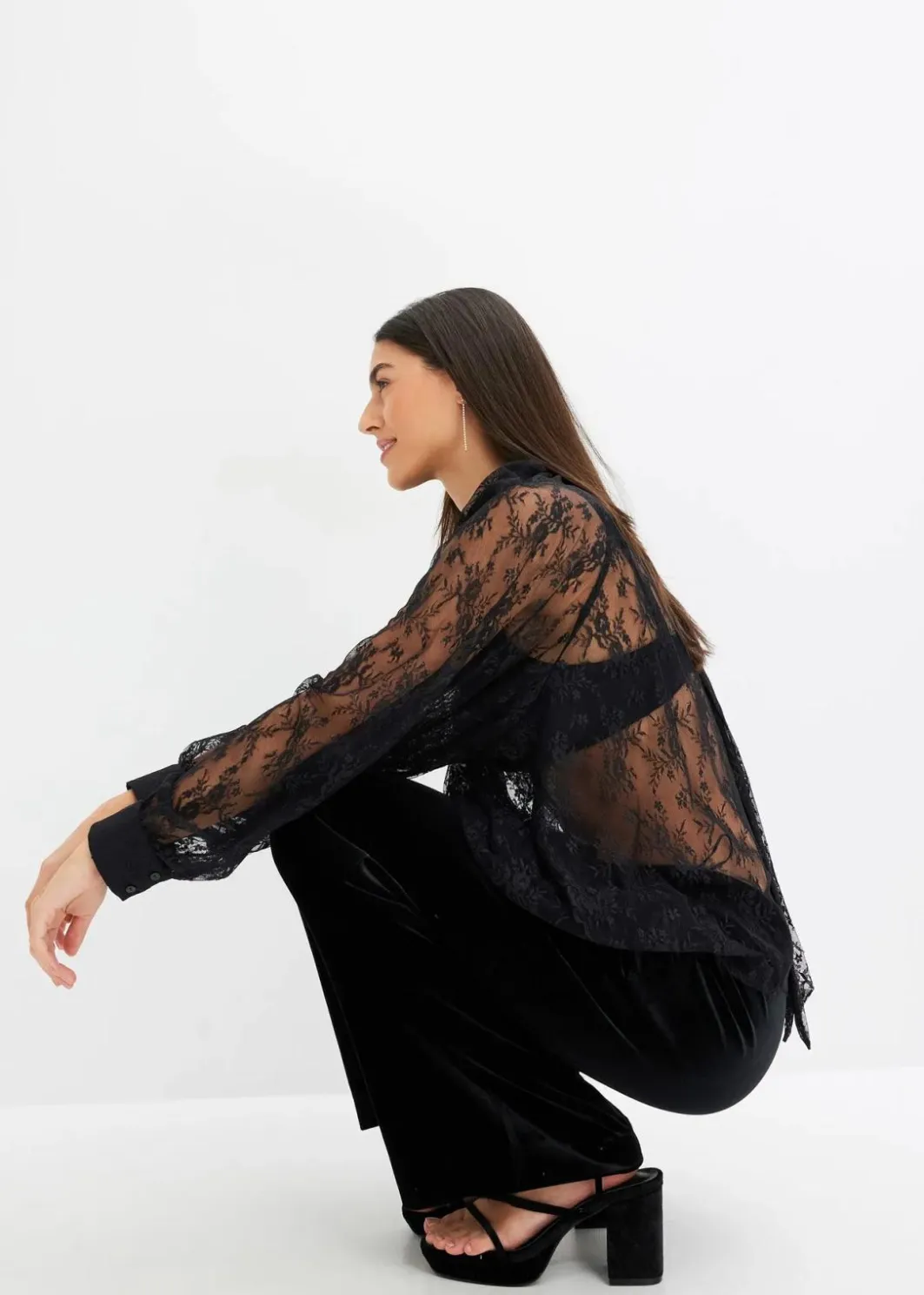 New Spitzenbluse mit leichter Transparenz Damen Bekleidung·Jacken & Mäntel|Blusen & Tuniken