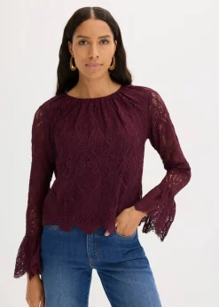 New Spitzen-Bluse mit Volants Damen Bekleidung·Jacken & Mäntel|Blusen & Tuniken