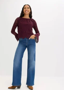 New Spitzen-Bluse mit Volants Damen Bekleidung·Jacken & Mäntel|Blusen & Tuniken