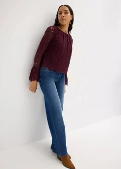 New Spitzen-Bluse mit Volants Damen Bekleidung·Jacken & Mäntel|Blusen & Tuniken