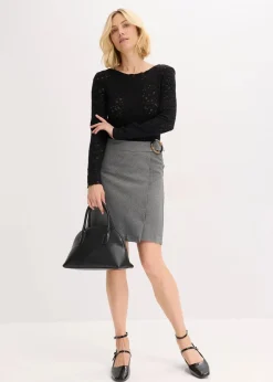 Damen bonprix Shirts & Tops|Spitzenbody mit flauschiger Oberfläche
