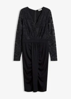 Damen bonprix Bekleidung·Pullover & Strickjacken|Kleider|Spitzenkleid mit Drapierung