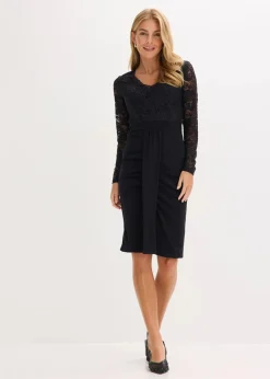 Damen bonprix Bekleidung·Pullover & Strickjacken|Kleider|Spitzenkleid mit Drapierung