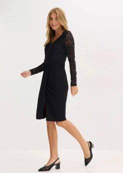 Damen bonprix Bekleidung·Pullover & Strickjacken|Kleider|Spitzenkleid mit Drapierung
