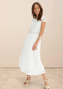 Spitzenkleid mit Häkel-Einsatz in der Taille Damen Kleider