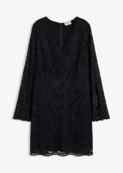 Damen bonprix Bekleidung·Pullover & Strickjacken|Kleider|Spitzenkleid mit Trompetenärmeln