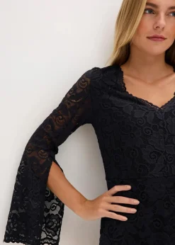 Damen bonprix Bekleidung·Pullover & Strickjacken|Kleider|Spitzenkleid mit Trompetenärmeln