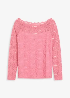 Damen bonprix Shirts & Tops|Spitzen-Langarmshirt