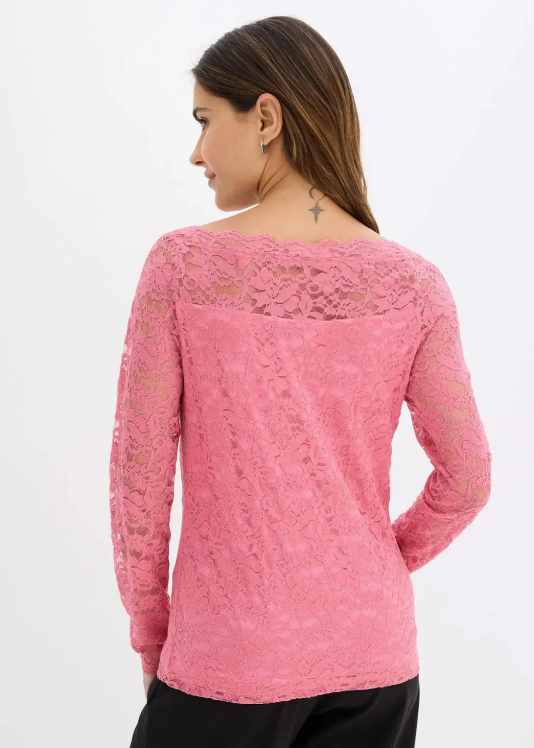 Damen bonprix Shirts & Tops|Spitzen-Langarmshirt