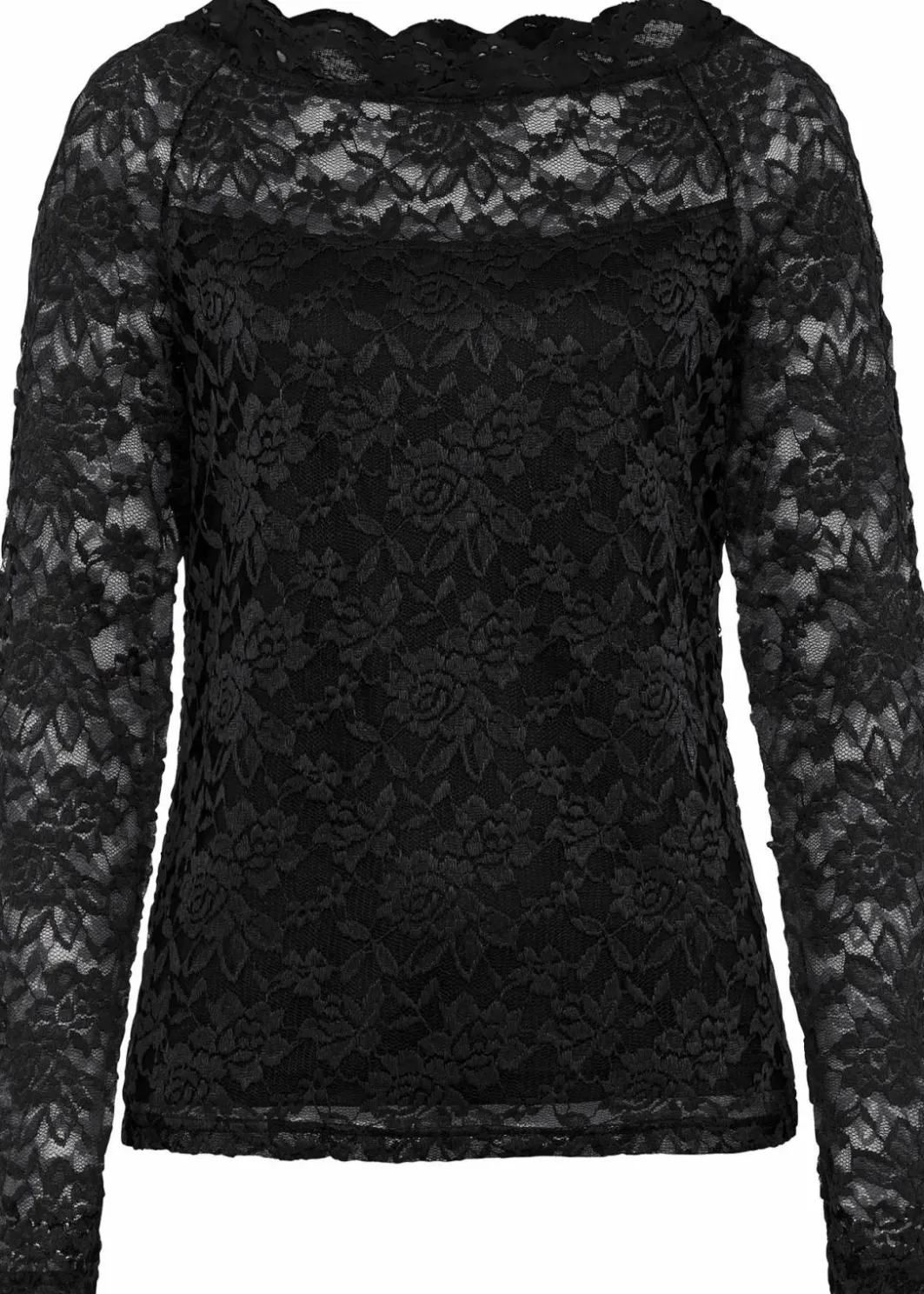Damen bonprix Shirts & Tops|Spitzen-Langarmshirt