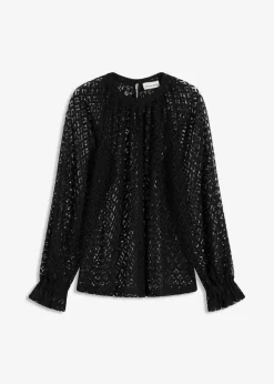Damen bonprix Shirts & Tops|Spitzenshirt aus Baumwoll-Mix