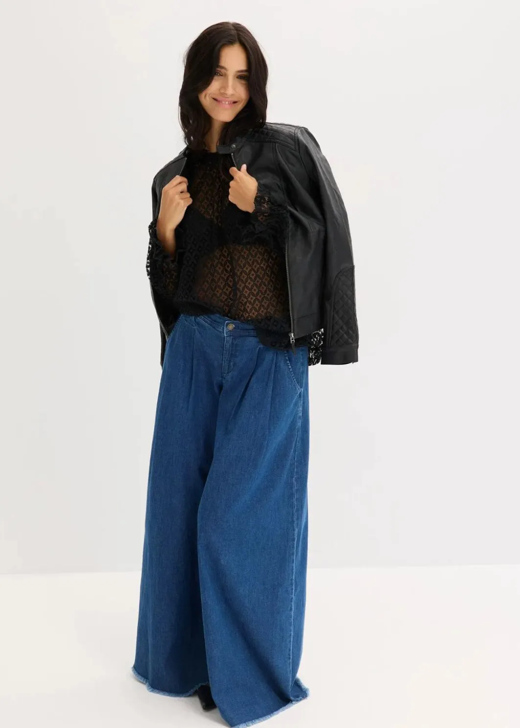 Damen bonprix Shirts & Tops|Spitzenshirt aus Baumwoll-Mix