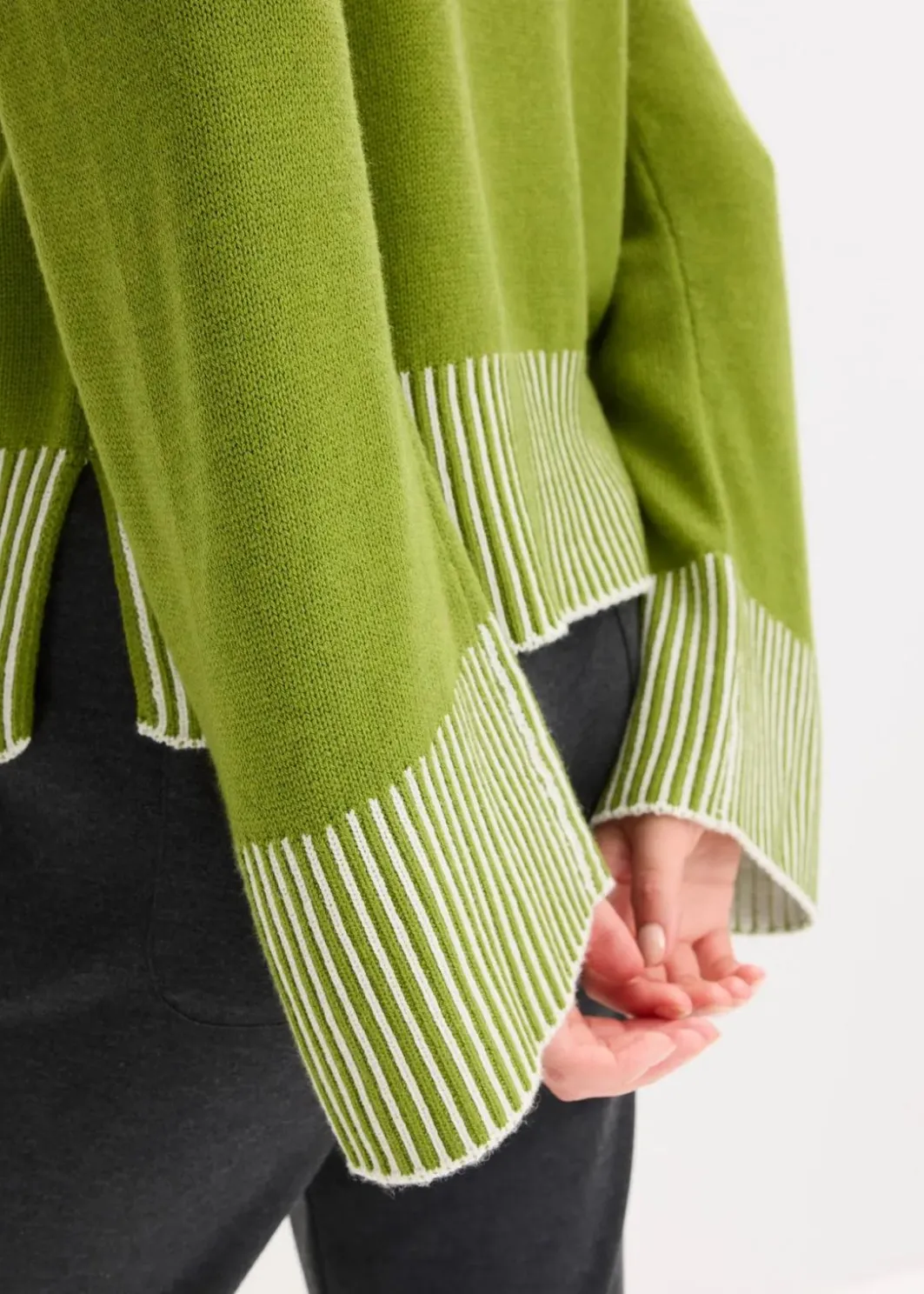 Damen bonprix Pullover & Strickjacken|Strickmode|Stehkragenpullover mit Kaschmiranteil