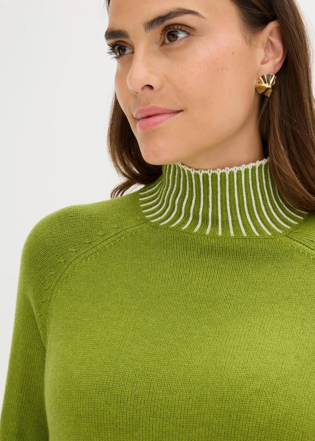 Damen bonprix Pullover & Strickjacken|Strickmode|Stehkragenpullover mit Kaschmiranteil