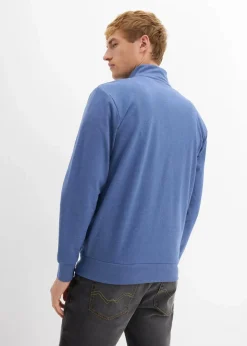 Clearance Stehkragen-Sweatjacke mit Lederimitat-Details Herren Sweat|Große Größen