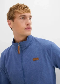 Clearance Stehkragen-Sweatjacke mit Lederimitat-Details Herren Sweat|Große Größen