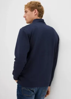 Stehkragen-Sweatjacke mit Lederimitat-Details Herren Große Größen|Sweat