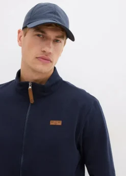 Stehkragen-Sweatjacke mit Lederimitat-Details Herren Große Größen|Sweat