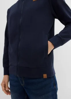 Stehkragen-Sweatjacke mit Lederimitat-Details Herren Große Größen|Sweat