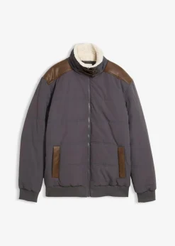 Herren bonprix Große Größen|Jacken & Mäntel|Stepp-Blouson mit Lederimitat-Details, wasserabweisend