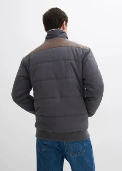 Herren bonprix Große Größen|Jacken & Mäntel|Stepp-Blouson mit Lederimitat-Details, wasserabweisend