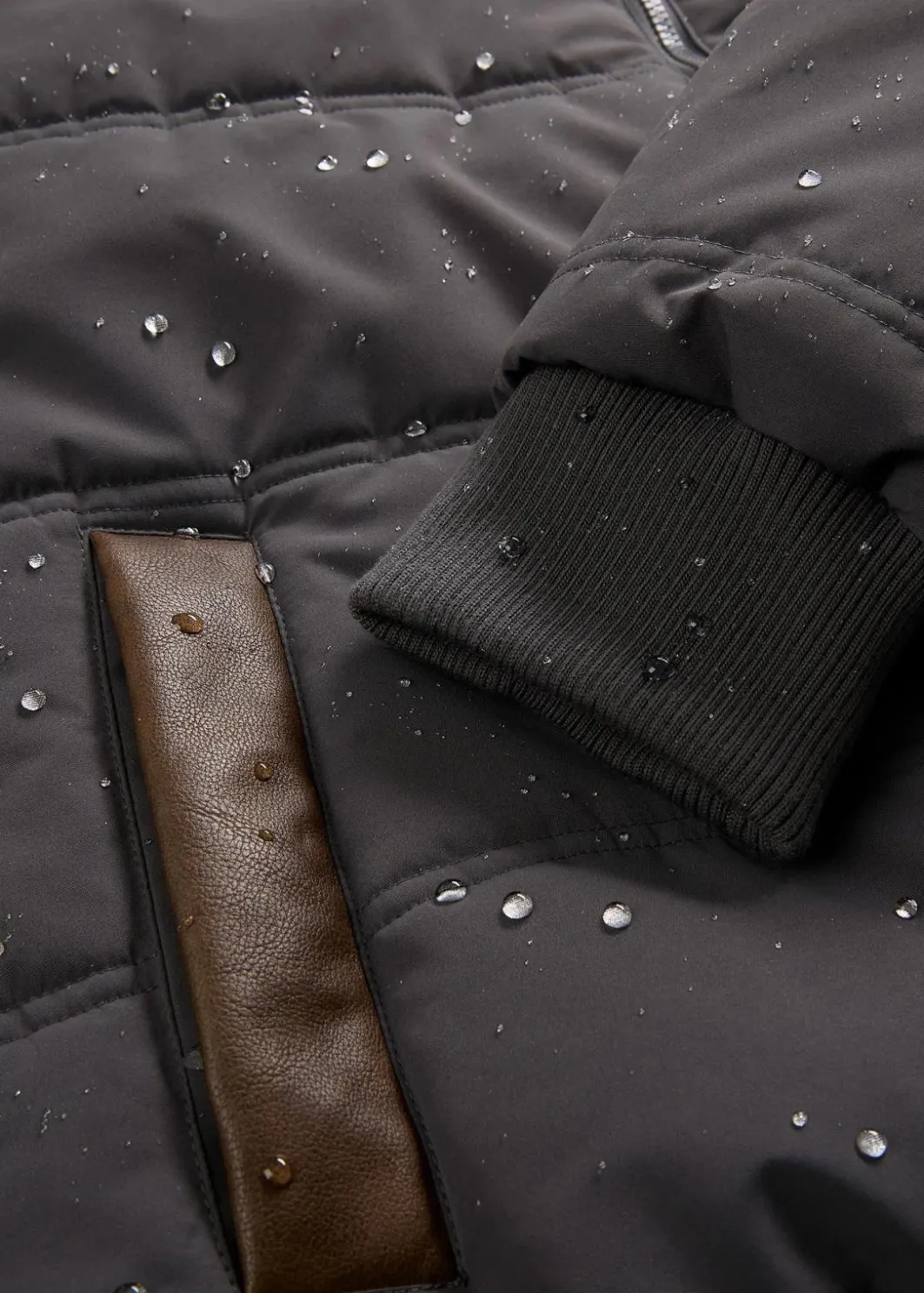 Herren bonprix Große Größen|Jacken & Mäntel|Stepp-Blouson mit Lederimitat-Details, wasserabweisend