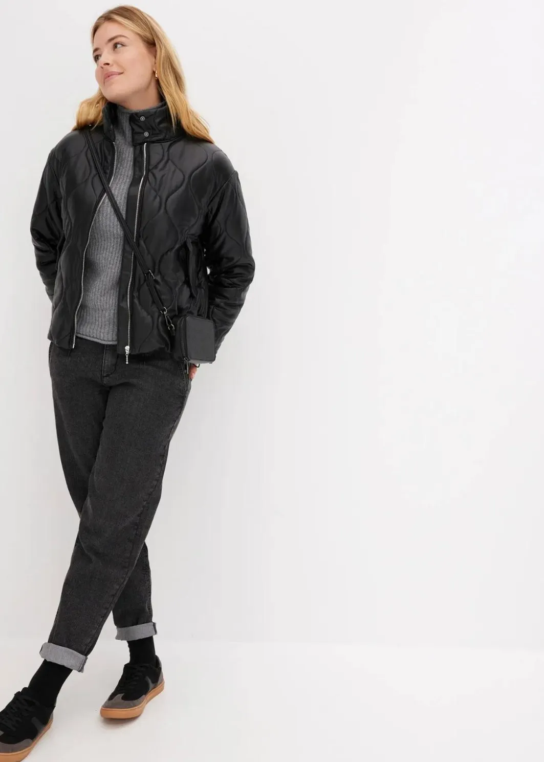 New Steppjacke aus Lederimitat Damen Bekleidung·Hosen|Jacken & Mäntel