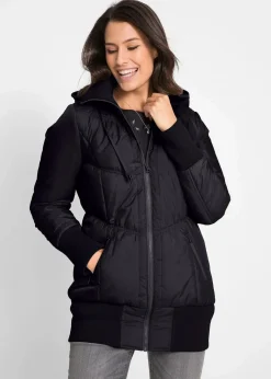 Damen bonprix Bekleidung·Hosen|Jacken & Mäntel|Steppjacke mit breitem Komfortbund und Kapuze